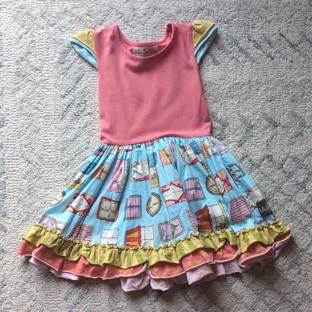 Matilda Jane Pink and Blue Ruffled Tiered Sundress